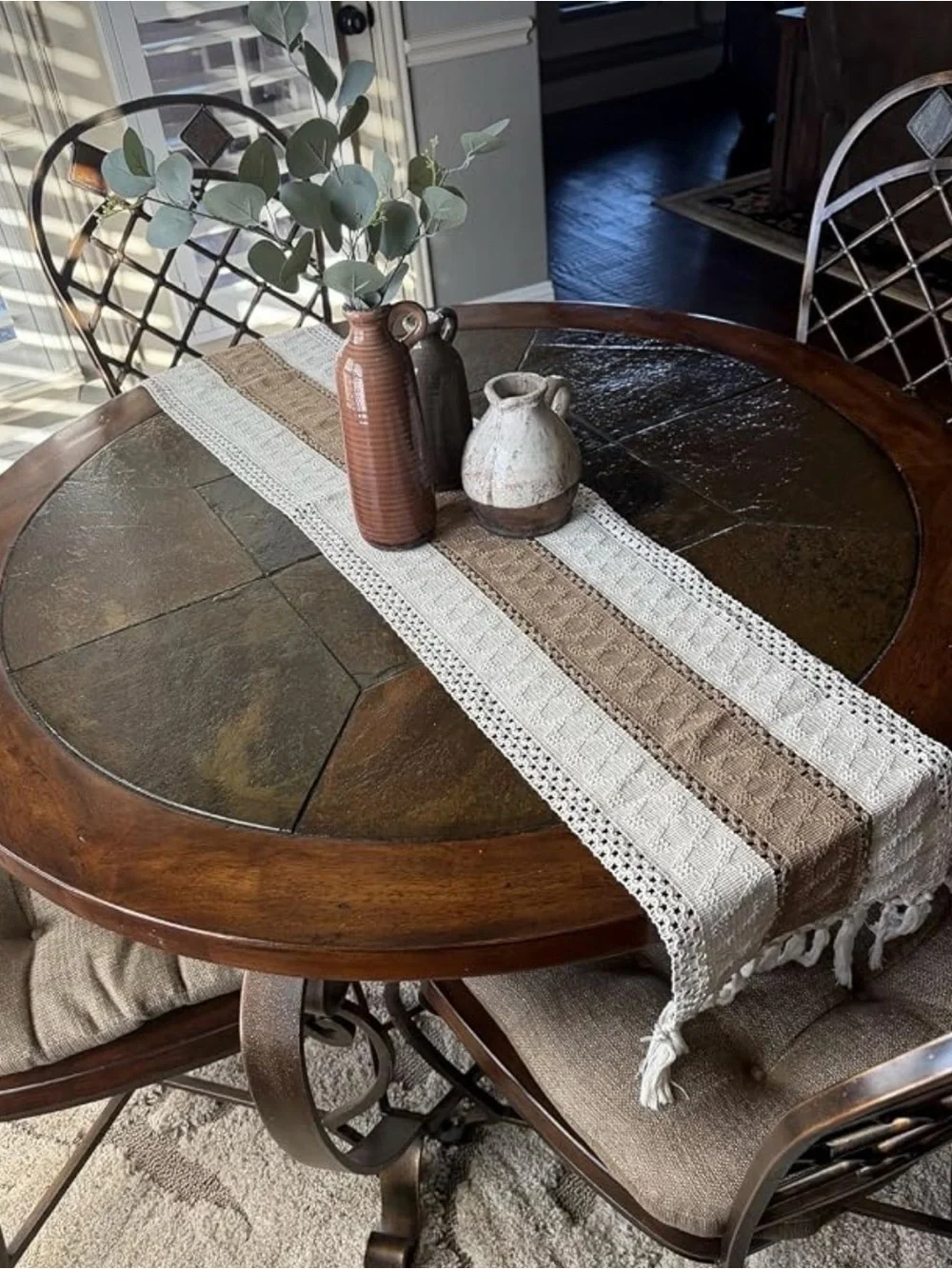 Boho Macrame Table Runner 72” Farmhouse Rustic Tassel Decor